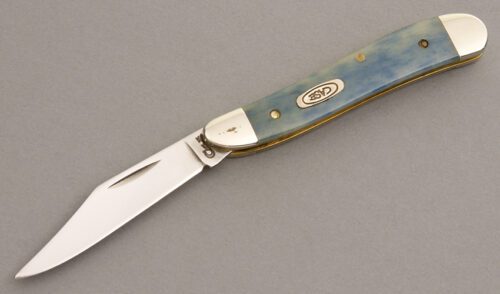 Case Cutlery 6120 Peanut with Smooth Blue Bone handle material - Obverse Side - Item #KLC07746