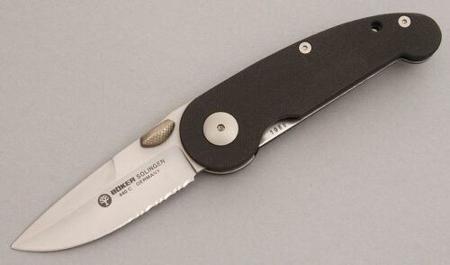 Boker Knives Omega I Linerlock with G-10 handle material - Obverse Side - Item #KLC07812