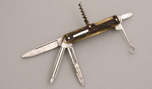 H. Boker & Co. Multi-Blade Pen Knife with Stag Scales handle material - Obverse Side - Item #KLC07864
