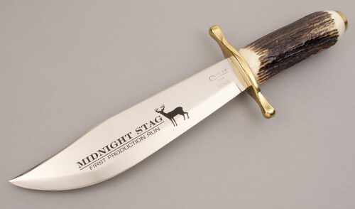 Case Cutlery Midnight Stag Bowie with Stag handle material - Obverse Side - Item #KLC07887