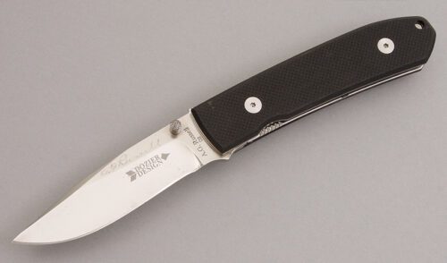 A.G. Russell Dozier Tab-Lock Folder with G-10 Scales handle material - Obverse Side - Item #KLC07922