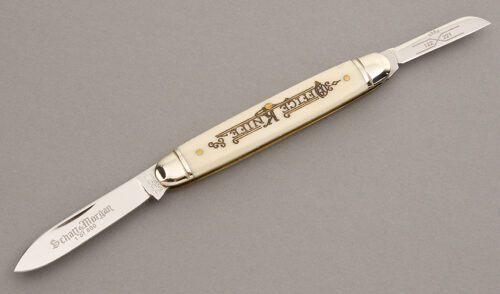 Schatt & Morgan Series XIII Office Knife with Mammoth Ivory Handle Scales handle material - Obverse Side - Item #KLC07940