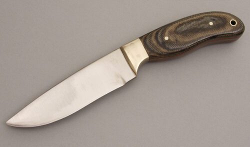 Steve Fowler Hunter with Black & Tan Denim Micarta handle material - Obverse Side - Item #KLC07948
