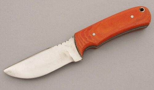 Steve Fowler Small Skinner with Orange Micarta Scales handle material - Obverse Side - Item #KLC07954