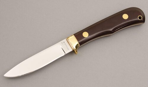 William Stoddart Hunter with Burgandy Micarta handle material - Obverse Side - Item #KLC07994