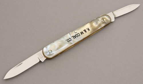 Unknown Maker 2 Blade Pen with Pearl Celluloid Scales handle material - Obverse Side - Item #KLC07999