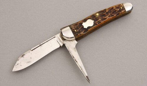 Unknown Maker Two Blade Jack with Jigged Bone handle material - Obverse Side - Item #KLC08032