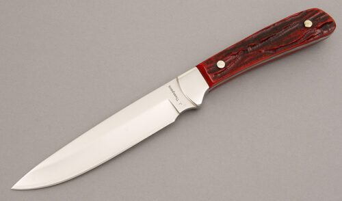 Jim Thompson Bird & Trout with Red Stag Bone Scales handle material - Obverse Side - Item #KLC08035
