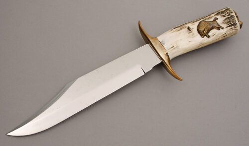 Chris Cross Bowie with Elk Horn Handle handle material - Obverse Side - Item #KLC08049