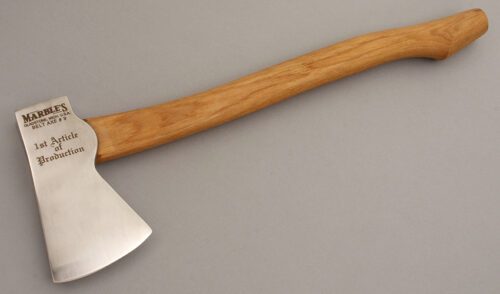 Marble's Knives Belt Axe #9 with Hickory Wood Handle handle material - Obverse Side - Item #KLC08056