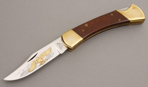 Camillus Cutlery Lockback Folder with Wood Scales handle material - Obverse Side - Item #KLC08065