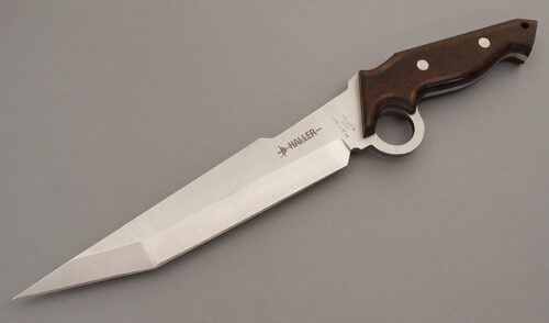 Haller Knives Fantasy Fighter with Wood Handle Scales handle material - Obverse Side - Item #KLC08068
