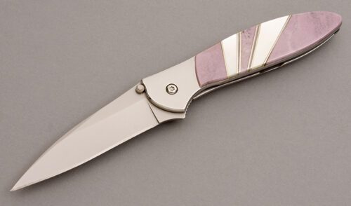 Kershaw Knives Model 1660 Leek Linerlock with Phospherite Stone handle material - Obverse Side - Item #KLC08072