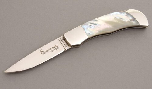 Browning Knives 578 Bailey Bradshaw Lockback with Mother of Pearl Scales handle material - Obverse Side - Item #KLC08082