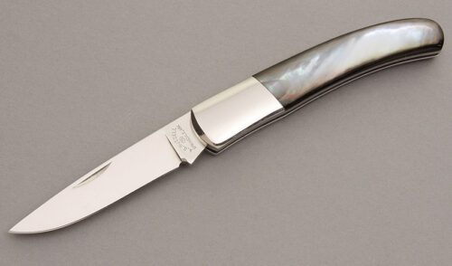 A.G. Russell Mediterranean Barlow Lockback with Black Pearl Scales handle material - Obverse Side - Item #KLC08083