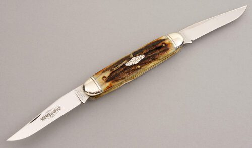 Northfield Knives 538208M Muskrat with Burnt Stag Scales handle material - Obverse Side - Item #KLC08085