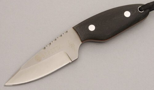 Beretta Knives Kathleen Tomey Neck Knife with Black Linen Micarta handle material - Obverse Side - Item #KLC08095