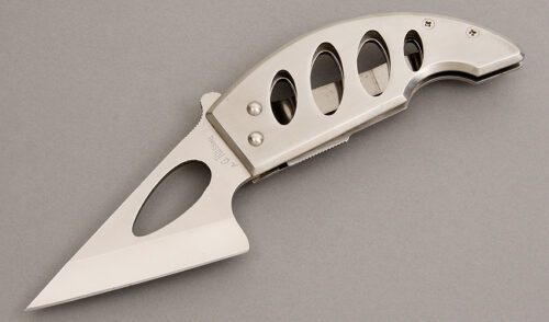 A.G. Russell City Knife with Stainless Skeletal Frame handle material - Obverse Side - Item #KLC08113