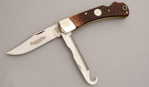 Remington Knives R3 Big Game Lockback with Jigged Delrin handle material - Obverse Side - Item #KLC08120