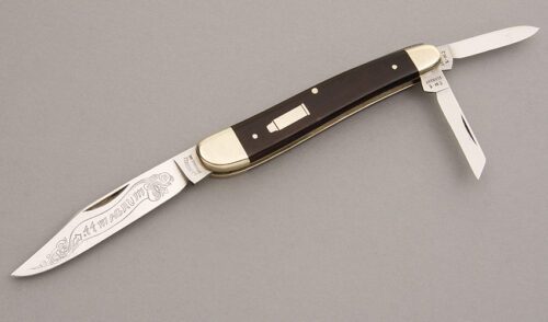 A.G. Russell CM-5 .44 Magnum Whittler with Ebony Wood Scales handle material - Obverse Side - Item #KLC08124