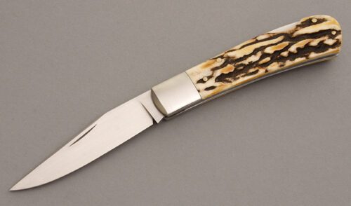 Tim Britton Lockback with Stag Scales handle material - Obverse Side - Item #KLC08132