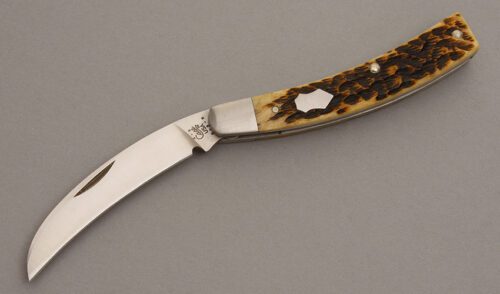 Case Cutlery Gardener's Knife with Peach Seed Jigged Bone handle material - Obverse Side - Item #KLC08134