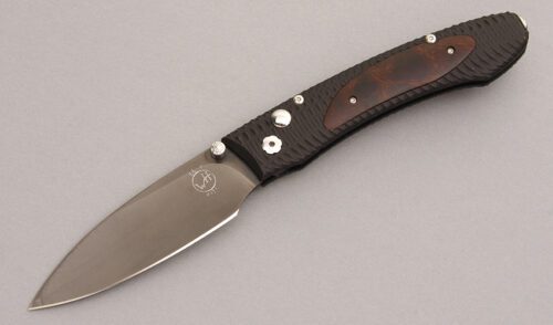 William Henry Knives EDC Button Lock with Machined Aluminum Frame handle material - Obverse Side - Item #KLC08150