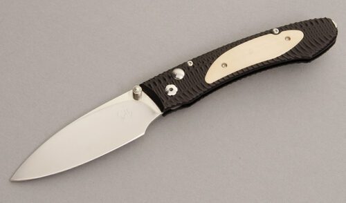 William Henry Knives E6 Button Lock with Machined Aluminum Frame handle material - Obverse Side - Item #KLC08160