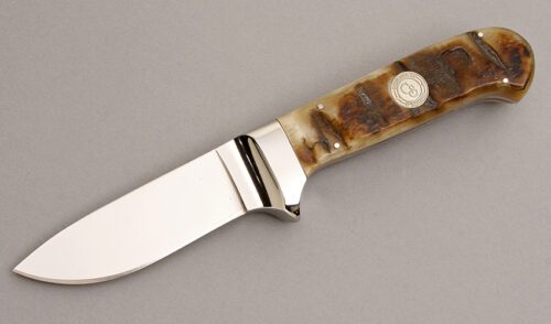 Canal Street Cutlery D'Holder Drop Point Hunter with Rams Horn handle material - Obverse Side - Item #KLC08161