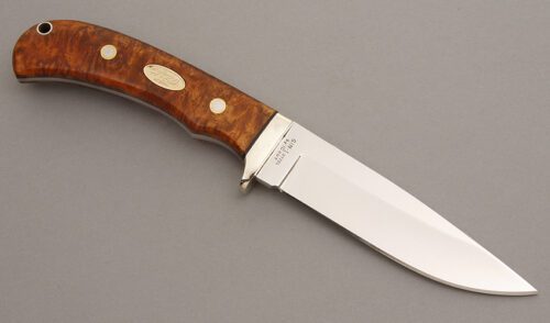 Hiro Knives Hunter with Chinese Quince Wood handle material - Obverse Side - Item #KLC08166