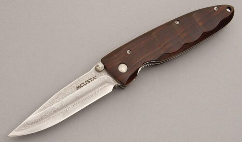 Mcusta Knives Linerlock with Cocobolo Wood Scales handle material - Obverse Side - Item #KLC08169