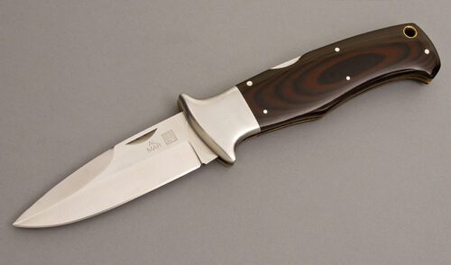 Al Mar Knives W3003 SERE Lockback with Black & Brown Micarta handle material - Obverse Side - Item #KLC08174