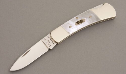 Case Cutlery 81225L SS Lockback with Mother of Pearl handle material - Obverse Side - Item #KLC08187
