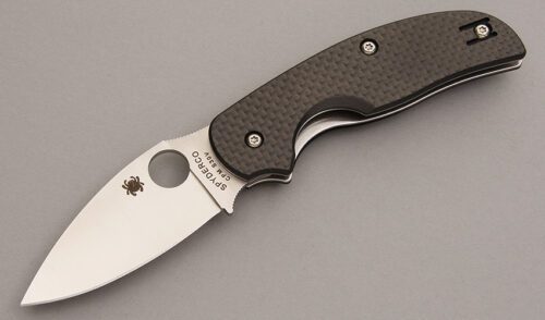 Spyderco Knives C123CFP Sage Linerlock with Carbon Fiber Scales handle material - Obverse Side - Item #KLC08191