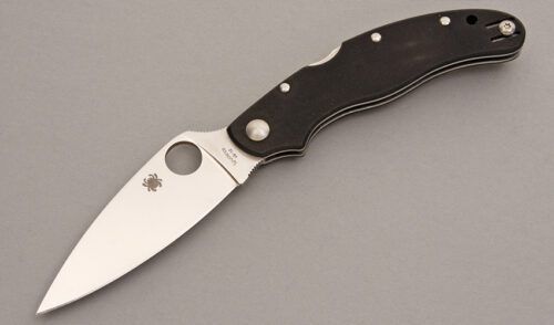 Spyderco Knives C144GP Caly 3.5 Pin with Black G-10 handle material - Obverse Side - Item #KLC08193