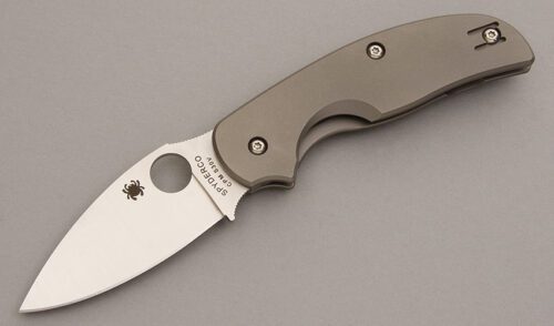 Spyderco Knives C123TIP Sage 2 Framelock with Titanium Frame handle material - Obverse Side - Item #KLC08194