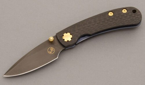 William Henry Knives White09-CF Kestrel Linerlock with Carbon Fiber handle material - Obverse Side - Item #KLC08203