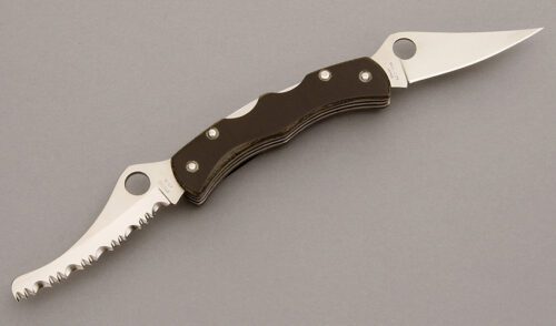 Spyderco Knives C39P&S Diad Jr with Black Micarta Scales handle material - Obverse Side - Item #KLC08211