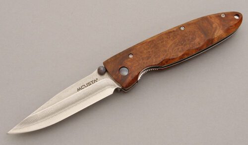 Mcusta Knives Linerlock with Chinese Quince Wood Scales handle material - Obverse Side - Item #KLC08217