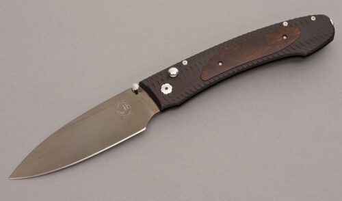 William Henry Knives E10 Button Lock with Machined Aluminum Frame handle material - Obverse Side - Item #KLC08229