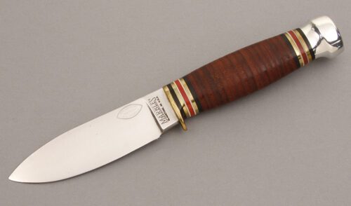Marble's Knives Sport 99 Hunter with Stacked Leather handle material - Obverse Side - Item #KLC08240