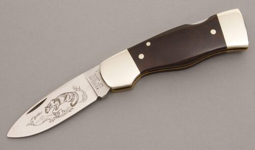 Western Knives Model S-532 Lockback with Laminated Wood handle material - Obverse Side - Item #KLC08241