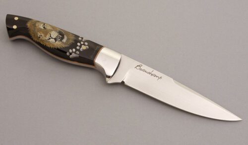 Gaetan Beauchamp Fighter with Buffalo Horn Handle Scales handle material - Obverse Side - Item #KLC08259