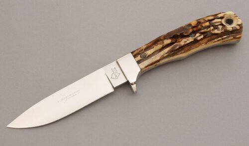 Bowen Knives Hunter with Stag Handle Scales handle material - Obverse Side - Item #KLC08264