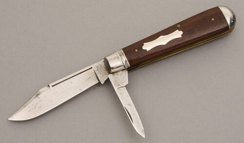 Challenge Cutlery Co. Two Blade Jack with Cocobolo Wood Scales handle material - Obverse Side - Item #KLC08280