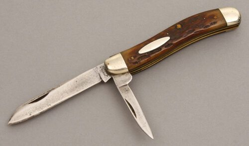 Cattaragus Cutlery Co Serpentine Jack with Jigged Bone Scales handle material - Obverse Side - Item #KLC08281