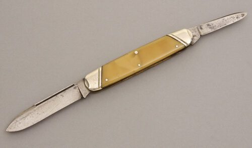 Bridge Cutlery Co. 2 Blade Slip Joint with French Celluloid Scales handle material - Obverse Side - Item #KLC08283