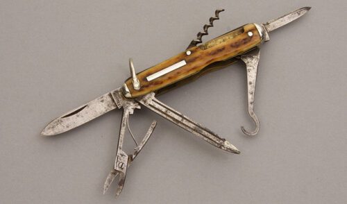 IXL George Wostenholm Gents Multi-Blade Folder with Stag Handle Scales handle material - Obverse Side - Item #KLC08295