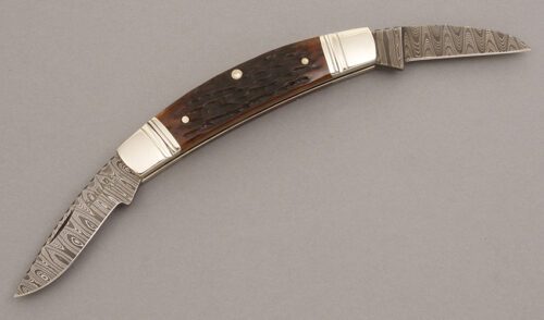 Schrade Cutlery Joe Kious Reverse Congress with Jigged Bone handle material - Obverse Side - Item #KLC08296