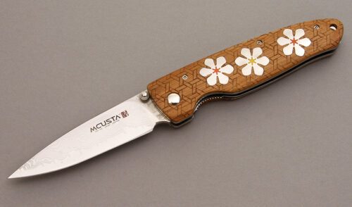 Mcusta Knives Hana Linerlock with Bamboo Scales handle material - Obverse Side - Item #KLC08316